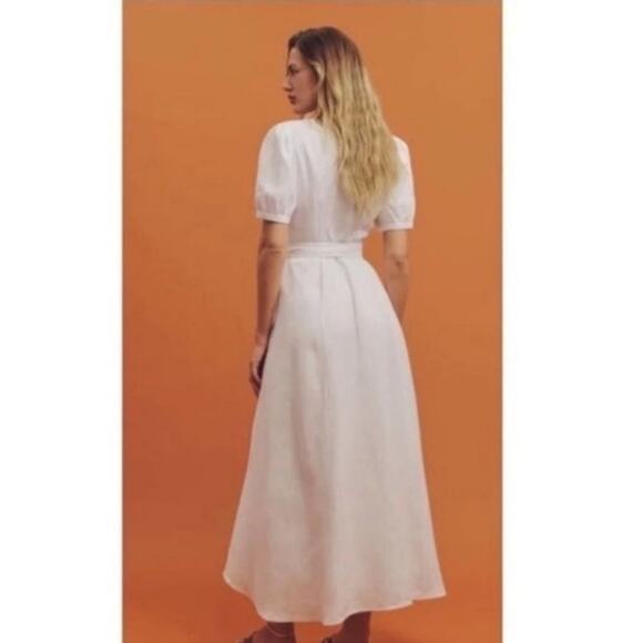 Reformation Weiss White Linen Wrap Dress Small - Picture 3 of 9